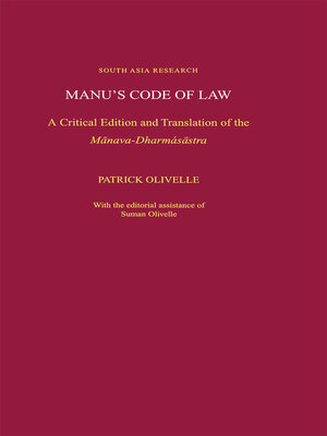 cover image of Manu's Code of Law